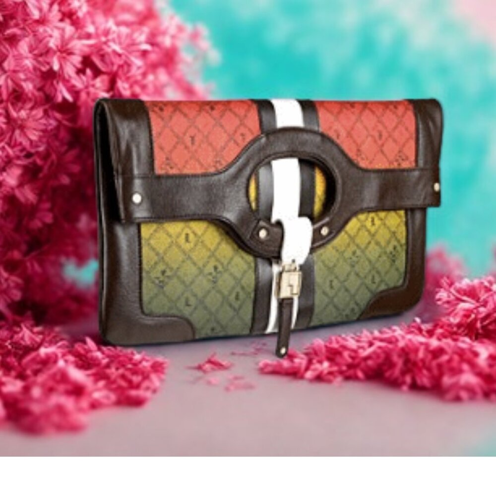 L.A.M.B. by Gwen Stefani Rasta Carlisle Clutch | Rare | Y2K Collector Piece